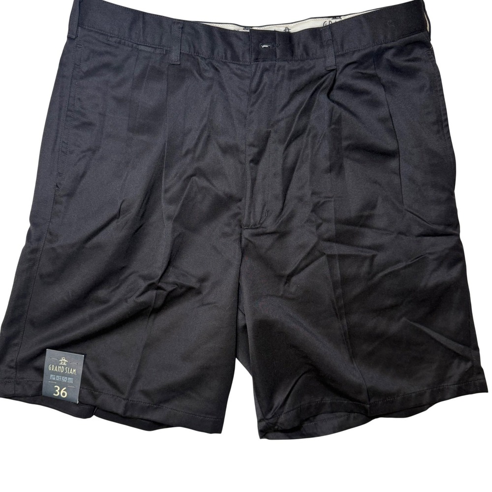 Grand Slam Golf Shorts Mens 36 Black New Pleated Performance Casual PG3644